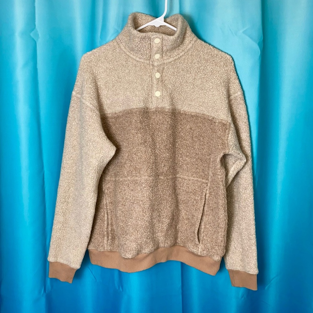 Outdoor Voices “MegaFleece” Unisex Quarter Snap Pullover. Wool Blend. Size XS/S.